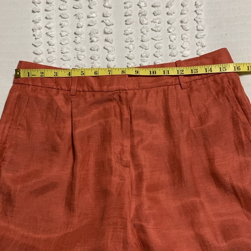 J. Crew Women’s Linen Blend Terracotta Size 10 Pleated Trousers Office Quiet - Picture 9 of 12